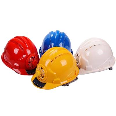 China Construction projects outdoor construction and work blue, yellow, white, red solar power hard hat protection helmet with blower for sale