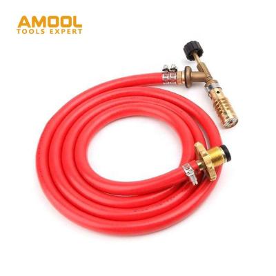 China Brass Turbo Adjustable Convenient Torch Auto Ignition Gas Use Control Flame Connector Blowtorch Gun With Hose for sale