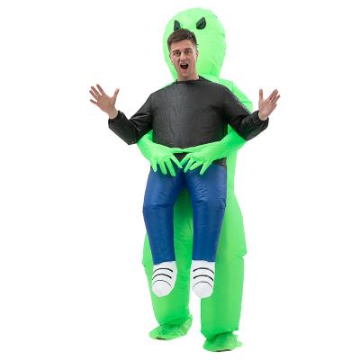 China Halloween Decorations Ghost Inflatable Funny Hug Men Inflatable Green Color Dress For Halloween Party Inflatable Costume for sale