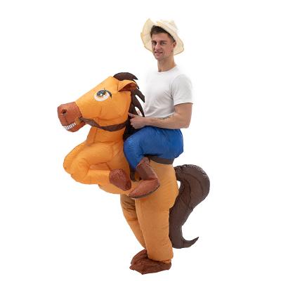 China Wholesale Party Role Play Funny Inflatable Brown Color Horse Type Fat Costume Suit For Adult for sale