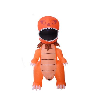 China 2.4M Tall Inflatable Red Color Non-Slip Dinosaur Halloween For The Yard Decoration 190T Waterproof Polyester Material for sale