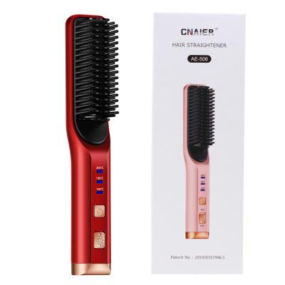 China New Arrival Nondisposable PTC Professional Electric Comb Fast Hair Straightener Brush For Styling for sale