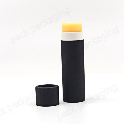 China Wholesale Recyclable Biodegradable 0.3oz Black Cardboard Lift Up Lip Balm Kraft Paper Tube for sale