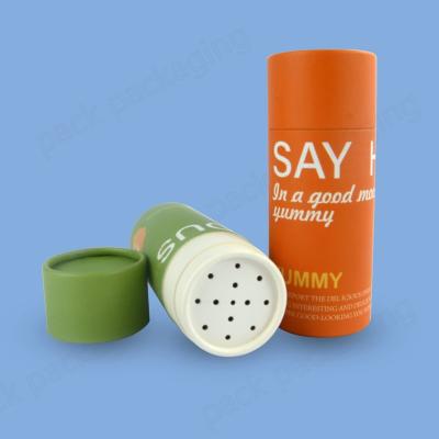 China Food Grade Recyclable Eco Friendly White Cardboard Custom Printing Paper Tube For Loose Powder Round Box Container With Top Shaker for sale