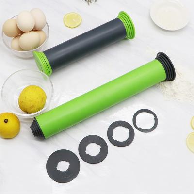 China Sustainable Easy To Clean Plastic Fondant Rolling Pin Adjustable Dough Roller Plastic Pin for sale