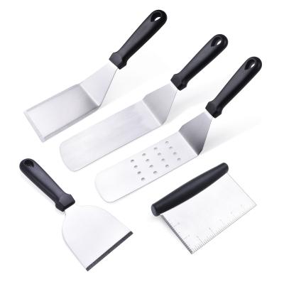 China BBQ Camping Cookware Dishwasher Safe Heavy Duty Metal Spatulas for Teppanyaki BBQ Flat Surface Cooking Camping for sale