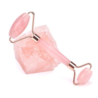 China Latest Anti Aging Handheld Face Massage Stone Rose Mounted Quartz Jade Face Roller Massager Facial Tools With Box for sale