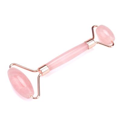 China Travel Handheld Home Use Beauty Bow Handmade Handle Rose Quartz Facial Roller, Skin Care Massage Jade Roller for sale