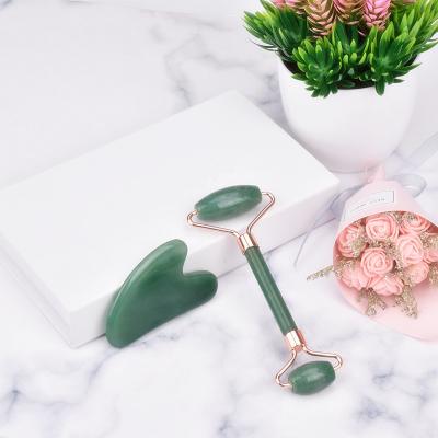 China Hand held in stock! OEM High Quality Wholesale Bulk Rust Free Aventurine Jade Crystal Face Roller for Face and Eye for sale