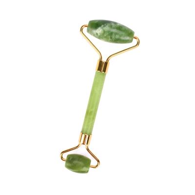 China High Quality Hand Held Jade Facial Stone Green Massager Beauty Facial Roller With Thick Handle Home Use for sale