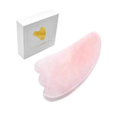 China Natural Stone Facial Massager and Face Massage Tool Kit Roller Guasha Scrapping Tool Rose Quartz Gua Sha Dish for sale