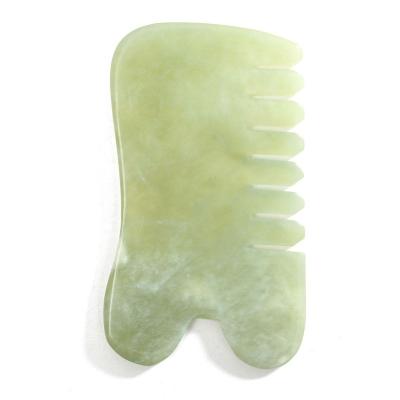 China Body Traditional Chinese Medicine Hair Scalp Massager, Natural JADE Gemstone Gua Sha Massaging Comb for sale