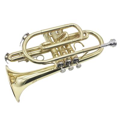 China Gold Lacquer Melen Wholesale Wind Instrument Professional Bb Cornet for sale