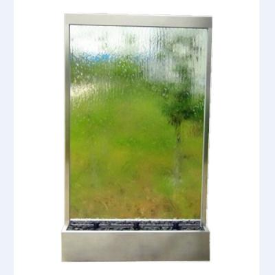 China Modern Waterfall Floor Standing Panel Glass Waterfall With Led Light For Outdoor Floor Waterfall for sale