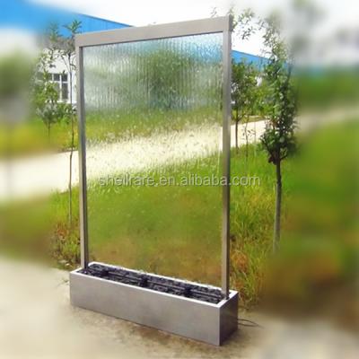 China Modern Floor Panel Water Screen Standing Glass Waterfall With Led Light For Artificial Waterfall for sale