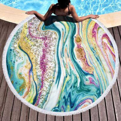 China Latest Desirable Round Beach Towels QUICK DRY High Quality Round Sand Towel Geode Free Towels for sale