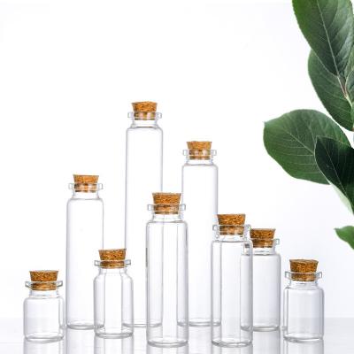 China Clear Glass Tube Bottle 5ml 7ml 10ml 15ml 20ml 30ml Medicine Small Round Empty Mouth With Cork for sale