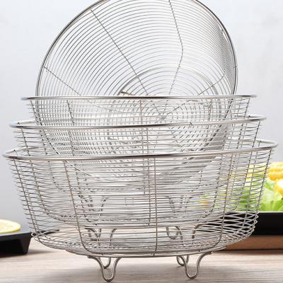 China Sustainable 304 Stainless Steel Water Basket Kitchen Sink Frame Sieve Living Room Fruit Storage Basket WTB-118 for sale