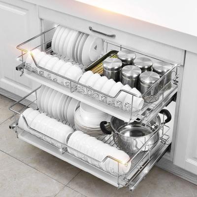 China 2 layers workable pull out rack buffet buffet drying cupboard 304 stainless steel dish rack WTB-029 for sale