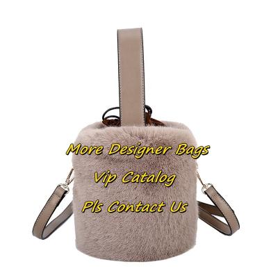 China Fashion pu mujer de bolso de mano para plush bucket bag handbags shoulder fur purses and handbags bucket handbags for sale