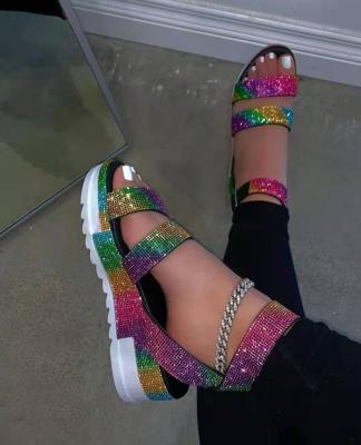 China Fashion trend sandalias mujer de para mujer designer rhinestone slides sandals women's link sandals ladies slides platform sandals for sale