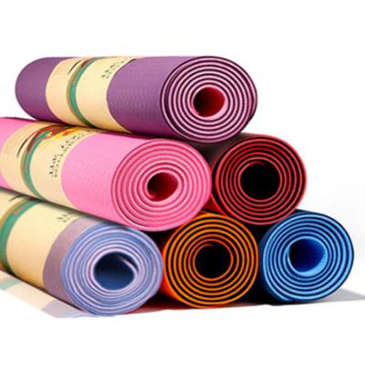 China Modern Tape Yoga Mat Two Color Posture Line Thickened Non-slip Environmental Protection Factory Wholesale Custom 6/8mm Fitness Mat for sale