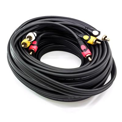 China COMPUTER 15M Audio Video RCA Cable 3RCA Male To Male 24K Gold Plated Composite AV Cable for sale