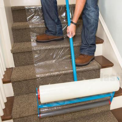 China 25m X 600mm Water Based Acrylic Waterproof Stair Carpet PE Protector Film Roll for sale