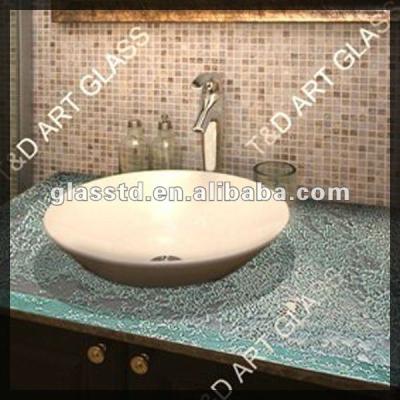 China Making Your Bathroom More Art Glass Fashion Curved Vanity Top With Sink for sale