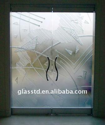 China Frameless White Tempered Glass Shower Door With Geometric Patternsfor Shower Rooms for sale