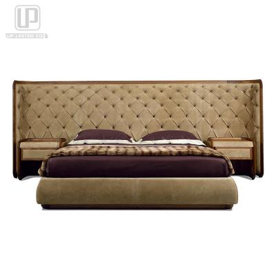 China (Size)Adjustable Customized Upholstery Bed Frame With Big Headboard Cover For Villa Furniture for sale