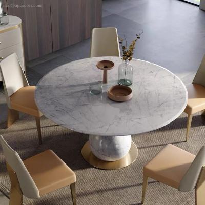 China Top Italian Luxury Modern Marble Base Design Stone Adjustable Round Dining Table Set (Other) Round Dining Table Set for sale