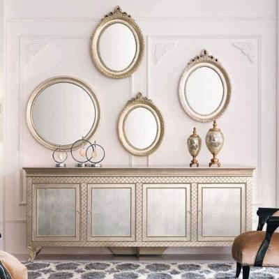 China (Size) 4 Door Champagne Gold Wooden Console Table Adjustable Italian Sideboard Stunning Design Traditional With Mirror for sale