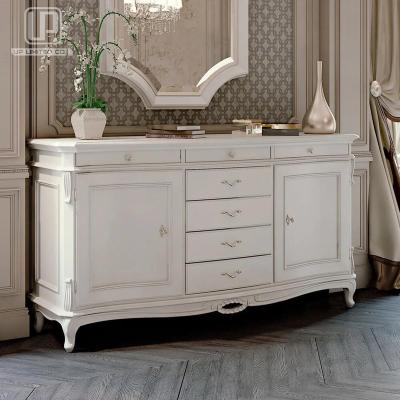 China Modern Classic Louis Reproduction Sideboard White Wooden Side Console with Mirror UP Decors for sale