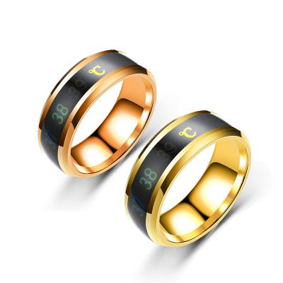 China FASHIONABLE Wholesale Ring Titanium Steel Ring Smart Temperature Sensing Temperature European and American Men's Jewelry for sale