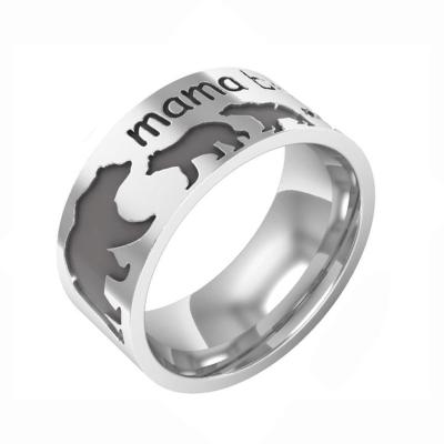 China Other Gifts Mom Bear Ring Stainless Steel Baby Bear Ring Men And Women Couple Rings Spot Merchandise for sale