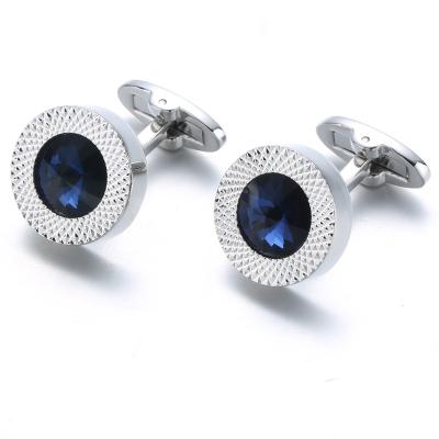 China Hot Selling Diamond Crystal Cufflinks Cuff Buttons French Shirt Brass Satellite Cufflinks for sale