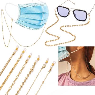 China Glass Mask-Chain Gold Earphone Chain New Style Fashion TRENDY Glass Double-function Hanging Anti-lost Chain for sale