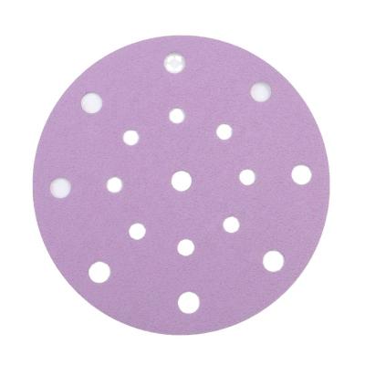 China Car GLORY Abrasive 150mm/Metal/Stainless Steel 15 Holes PET Purple Film Color Sanding Disc For Car for sale