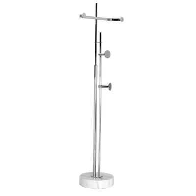 China Stainless Steel + Marble Simple And Clean Style Stainless Steel Standing Coat Rack With Round Natural Marble Base For Bedroom Entryway Living Room ODM for sale