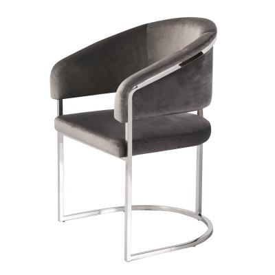 China Stylish High End Stainless Steel + Velvet PU Fabric Armrest Dining Chair With Customized Stainless Steel Frame And Velvet Upholstery For Dining Room Restaurant OEM to eat for sale