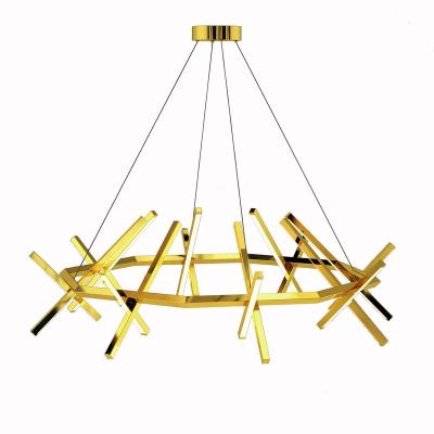 China Modern Fancy Modern Style Tree Branches Ring Stainless Steel Frame LED Strips Embedded Pendant Lamp For Hallway Living Room OEM for sale