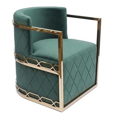 China Unique Luxury Design Stainless Steel+Velvet Good Quality Armchair with Stainless Steel Frame and Velvet Upholstery for Living Room VIP Lounge OEM ODM for sale