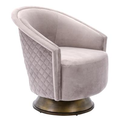 China Rotating Fashion Comfortable Swivel Velvet Accent Chair With Stainless Steel Base Brushed Bronze Finish For Living Room Hotel OEM ODM Welcomed for sale