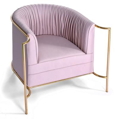 China Stainless Steel PU Fabric + Velvet Elegant Design Multi-ply Upholstery Stainless Steel Curve Frame Classic Leisure Chair Customized Color For ODM living room OEM for sale