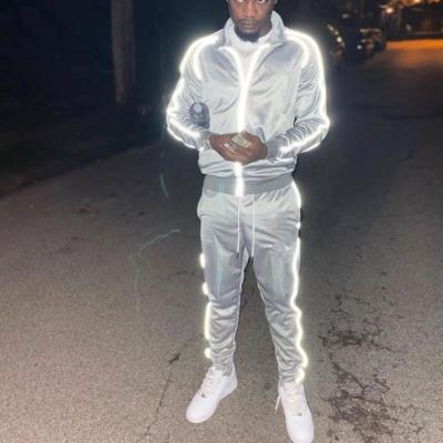 China Custom Reflective Customer Technology Logo Unisex Sweatsuit Breathable Tracksuit 2 Piece Polyester Joggers Suits Men Set For Men for sale