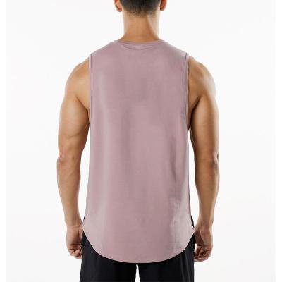 China US Size 95% Cotton 5% Spandex Workout Gym Fitness QUICK DRY Mens Cut Out Bodybuilding Smooth Tank Top for sale