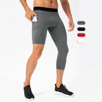 China Anti-Wrinkle Men's Single-Leg Fitness Tight Pants Pockets Long and Short Training Gaiters Basketball Feet for sale