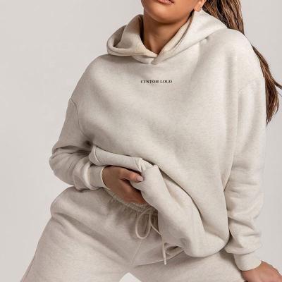 China Custom Logo Hoodies Women Anti-wrinkle Plain Fleece Embroidered Loose Oversized 100% Cotton Sweatshirts Women Hoodies for sale