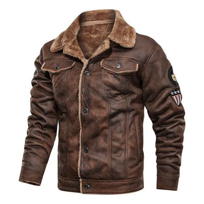 China QUICK DRY Leather Men's Leather Black Fleece Fur Wool Fleece Winter Vintage Bomber Flight Pilot Jacket bomberjackets for sale